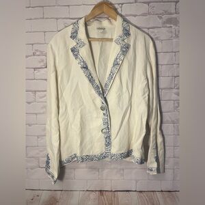 Norm Thompson White Blouse‎ with Embroidery